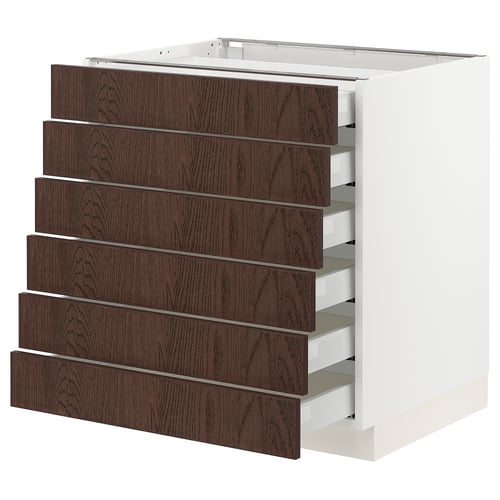 Ikea SEKTION dark brown drawer cabinet, wooden design, multiple drawers, white frame.