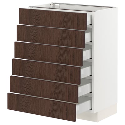 SEKTION / MAXIMERA Base cabinet/6 fronts/6 low drawers, white/Sinarp brown, 24x15x30 "