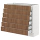 SEKTION / MAXIMERA Base cabinet 6 fronts/6 low drawers, white/Tistorp brown walnut effect, 36x15x30 "