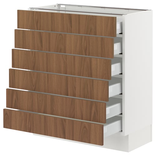 SEKTION kitchen unit, white & walnut, 6 drawers, sleek modern design.
