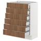SEKTION / MAXIMERA Base cabinet 6 fronts/6 low drawers, white/Tistorp brown walnut effect, 24x15x30 "