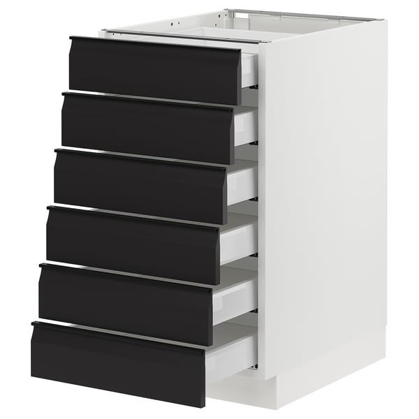 SEKTION / MAXIMERA Base cabinet 6 fronts/6 low drawers, white/Upplöv matt anthracite, 18x24x30 "