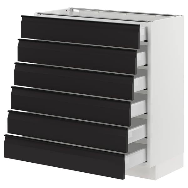 SEKTION / MAXIMERA Base cabinet 6 fronts/6 low drawers, white/Upplöv matt anthracite, 30x15x30 "