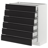 SEKTION / MAXIMERA Base cabinet 6 fronts/6 low drawers, white/Upplöv matt anthracite, 30x15x30 "