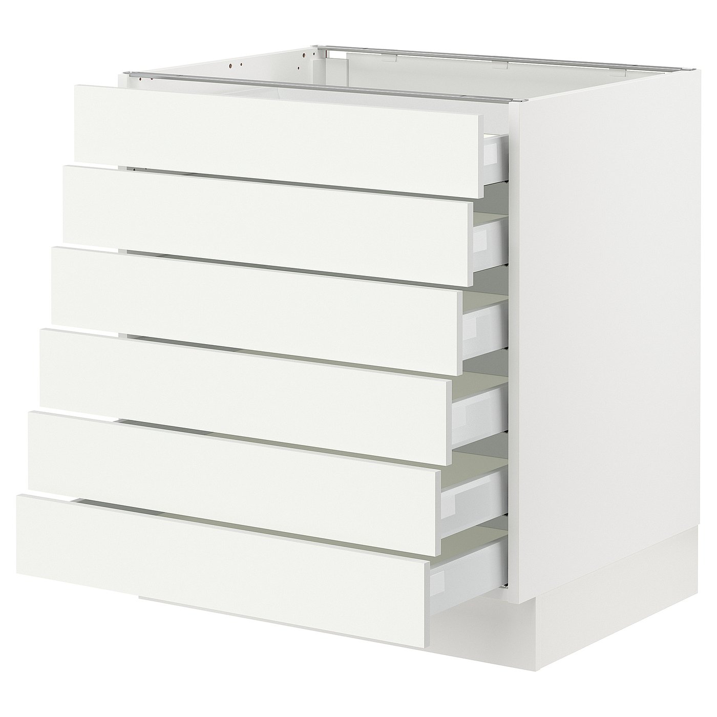 SEKTION / MAXIMERA, Base cabinet 6 fronts/6 low drawers, white/Vallstena white