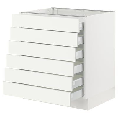 SEKTION / MAXIMERA Base cabinet 6 fronts/6 low drawers, white/Vallstena white, 30x24x30 "