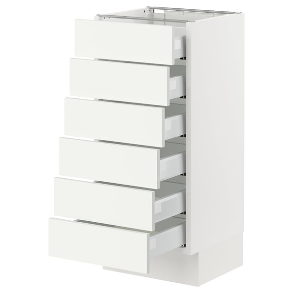 SEKTION / MAXIMERA Base cabinet 6 fronts/6 low drawers, white/Vallstena white, 15x15x30 "