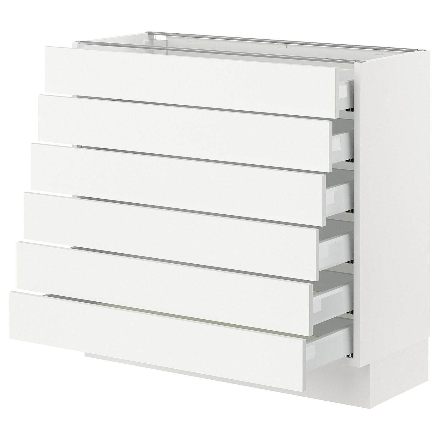 SEKTION / MAXIMERA, Base cabinet 6 fronts/6 low drawers, white/Vallstena white