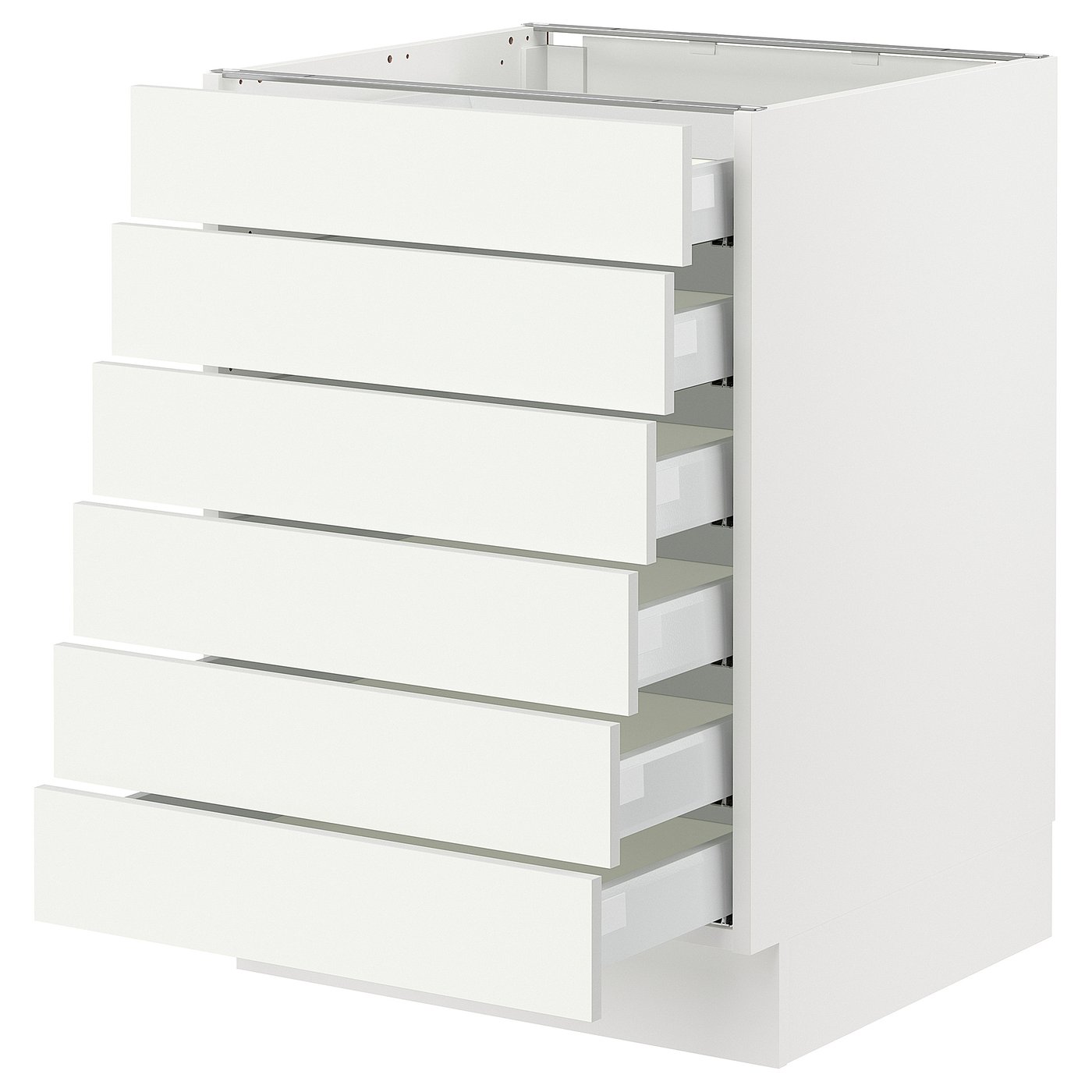 SEKTION / MAXIMERA, Base cabinet 6 fronts/6 low drawers, white/Vallstena white