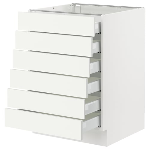 White SEKTION kitchen cabinet with six drawers.