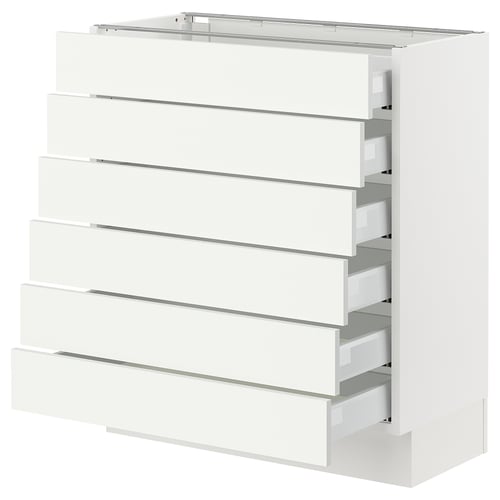 SEKTION white kitchen cabinet, modern design with multiple drawers.