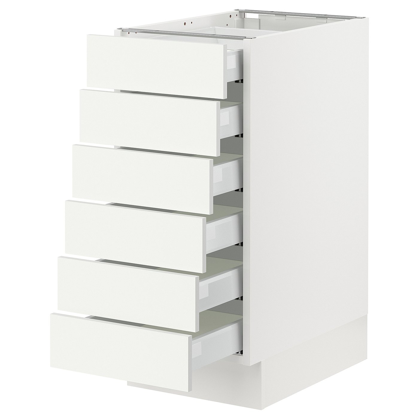 SEKTION / MAXIMERA, Base cabinet 6 fronts/6 low drawers, white/Vallstena white