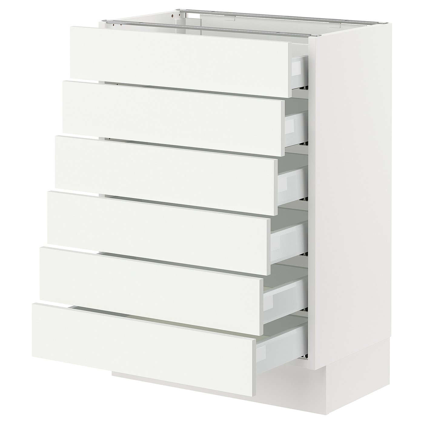 SEKTION / MAXIMERA, Base cabinet 6 fronts/6 low drawers, white/Vallstena white
