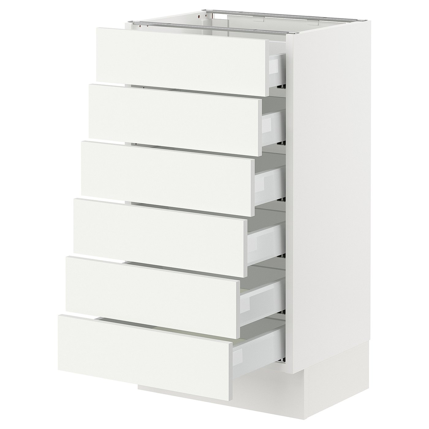 SEKTION / MAXIMERA, Base cabinet 6 fronts/6 low drawers, white/Vallstena white