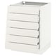 White SEKTION kitchen cabinet with five drawers, sleek modern design.