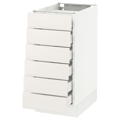 White SEKTION kitchen cabinet with five full-extension drawers.