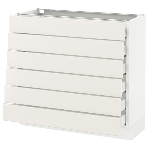 White SEKTION kitchen cabinet with 6 modern drawers.