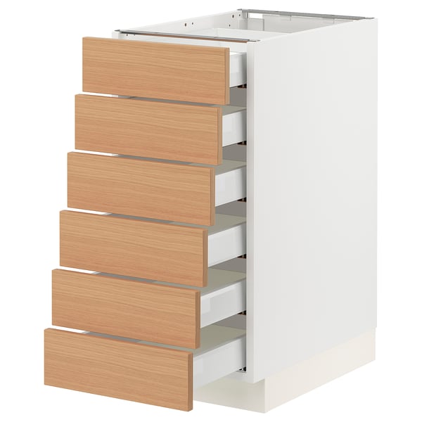 SEKTION / MAXIMERA Base cabinet 6 fronts/6 low drawers, white/Vedhamn oak, 15x24x30 "