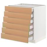 SEKTION / MAXIMERA Base cabinet 6 fronts/6 low drawers, white/Vedhamn oak, 30x24x30 "