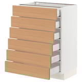 SEKTION / MAXIMERA Base cabinet 6 fronts/6 low drawers, white/Vedhamn oak, 24x15x30 "