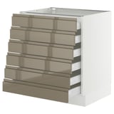 SEKTION / MAXIMERA Base cabinet 6 fronts/6 low drawers, white/Voxtorp high-gloss dark grey-brown, 30x24x30 "