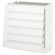 A white SEKTION kitchen cabinet with five integrated-handle drawers. The minimalist drawers are neatly organised, offering a sleek and modern design.