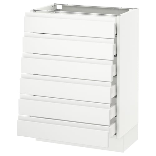 White SEKTION cabinet with 6 drawers, modern design.