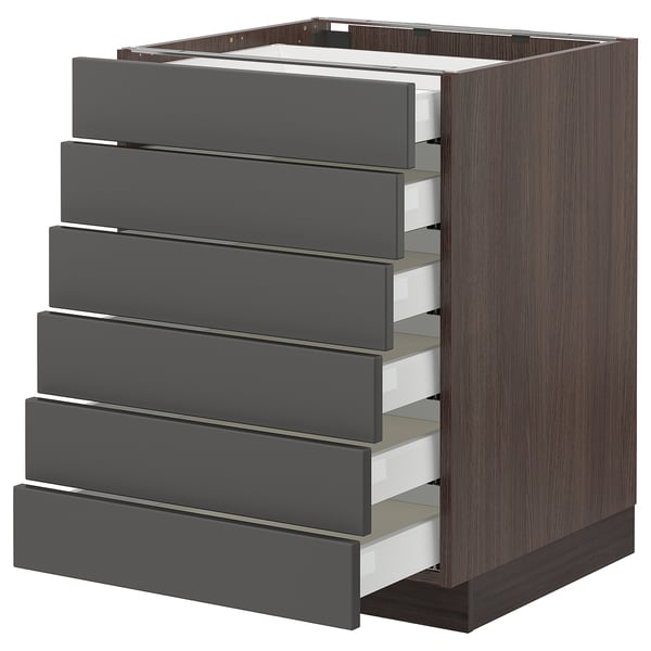Sektion Maximera Base Cabinet 6 Fronts 6 Low Drawers Brown
