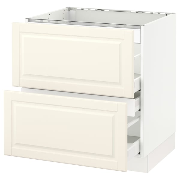 An off-white SEKTION kitchen cabinet with two drawers in a classic style.