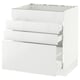 Modern white ikea SEKTION kitchen cabinet with three drawers, glossy finish, rectangular shape.
