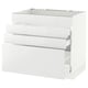 White ikea SEKTION kitchen cabinet with three drawers, glossy finish, full-extension.