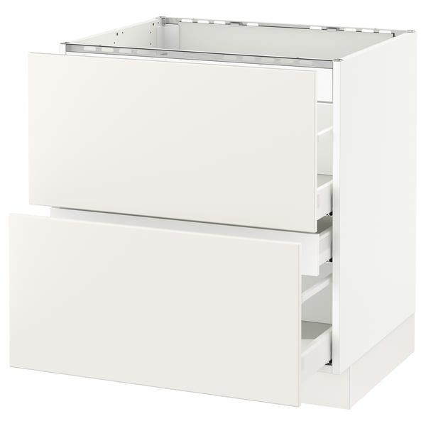 SEKTION white kitchen cabinet, square shape, smooth drawers, modern design.