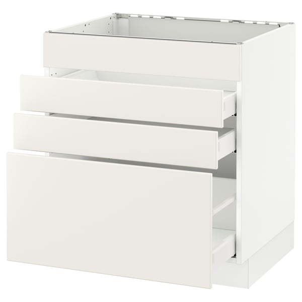 SEKTION white kitchen cabinet with three drawers, modern design.