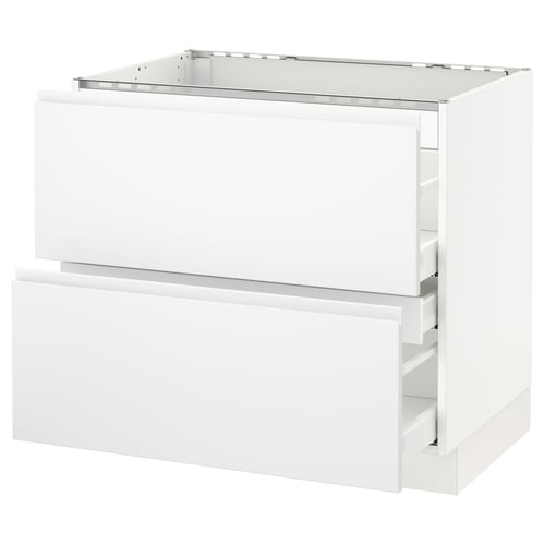 SEKTION kitchen cabinet in white with minimalist design, two drawers, and sleek handles.