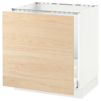 White ikea SEKTION kitchen cabinet with light ash fronts, sturdy & rectangular.