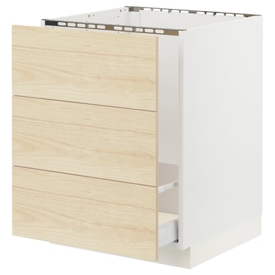 SEKTION / MAXIMERA Base cabinet f/sink & waste sorting, white/Askersund light ash effect, 24x24x30 "