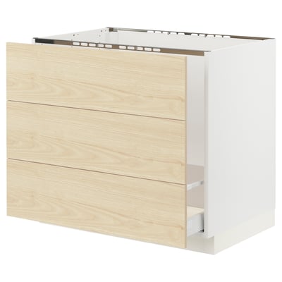 SEKTION / MAXIMERA Base cabinet f/sink & waste sorting, white/Askersund light ash effect, 36x24x30 "