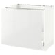 A white SEKTION kitchen cabinet with a glossy finish and a three-drawer design. It has a sleek, modern look.
