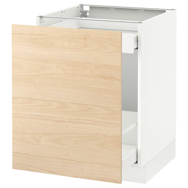 White SEKTION kitchen cabinet, light wood, drawer, modern design - ikea