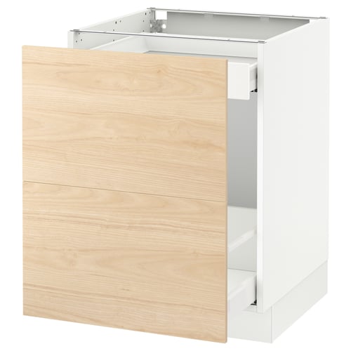 White SEKTION kitchen cabinet, light wood, drawer, modern design - ikea
