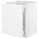 SEKTION kitchen cabinet, white, square, modern, with high and low drawers.