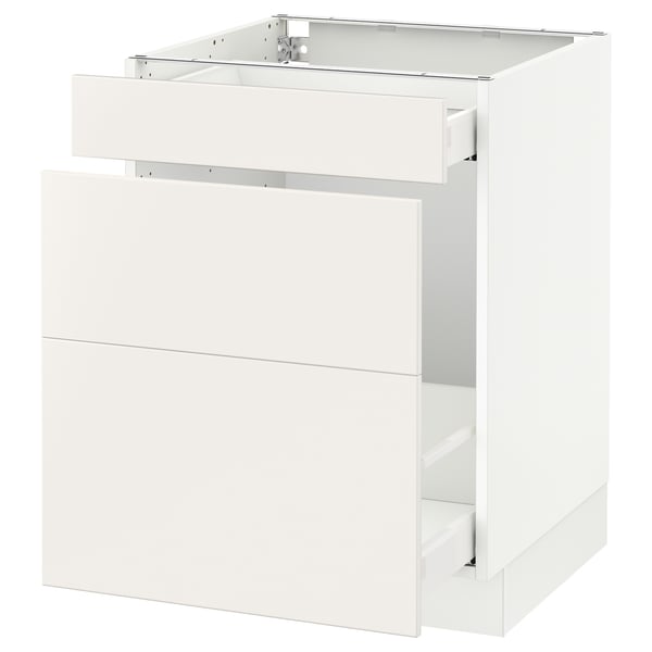 White SEKTION kitchen cabinet with smooth drawer.