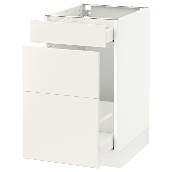 SEKTION white kitchen cabinet, sleek modern design with smooth drawer, sturdy frame, and clean lines.