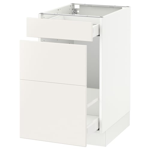 SEKTION white kitchen cabinet, sleek modern design with smooth drawer, sturdy frame, and clean lines.