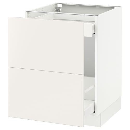 SEKTION white kitchen cabinet, modern minimalist design with sleek lines and smooth drawers.