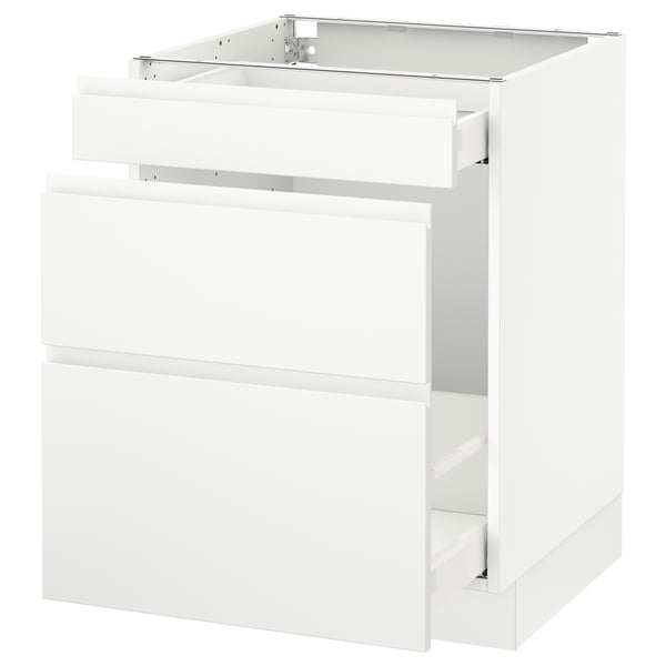 An ikea SEKTION kitchen unit in white with minimalist design, featuring smooth-running drawers.