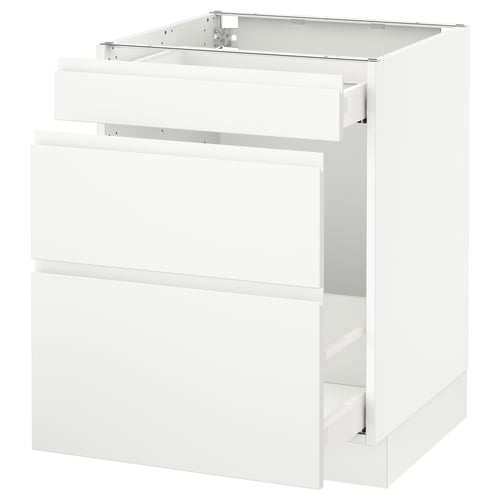 An ikea SEKTION kitchen unit in white with minimalist design, featuring smooth-running drawers.