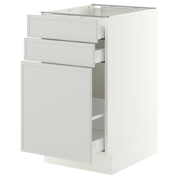 SEKTION / MAXIMERA Base cabinet/p-out storage/2 drwrs, white/Aspudden light gray, 18x24x30 "