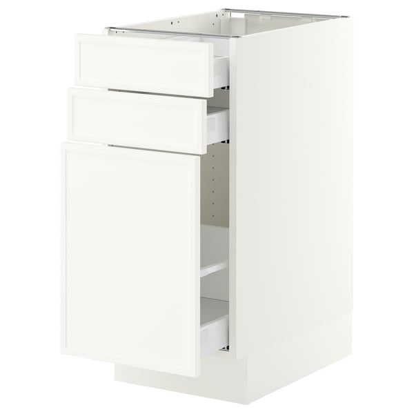 SEKTION / MAXIMERA Base cabinet/p-out storage/2 drwrs, white/Aspudden matt white, 15x24x30 "