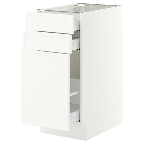 SEKTION / MAXIMERA Base cabinet/p-out storage/2 drwrs, white/Aspudden matt white, 15x24x30 "